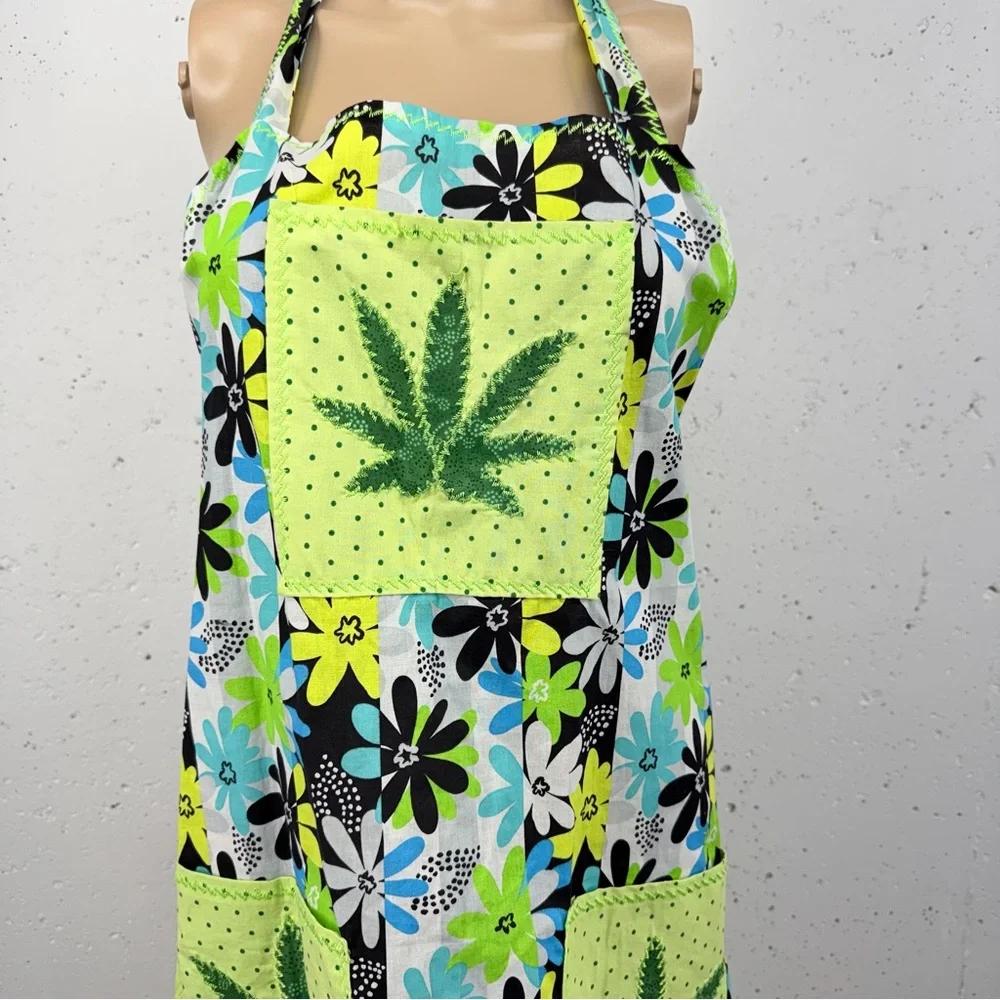 Lot of 3 Handmade Aprons 420 Floral Weeds Plants